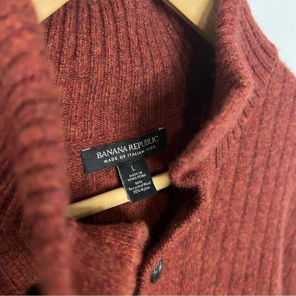 Banana Republic Rich Orange Wool Blend Mock-Neck Pullover Sweatshirt Large